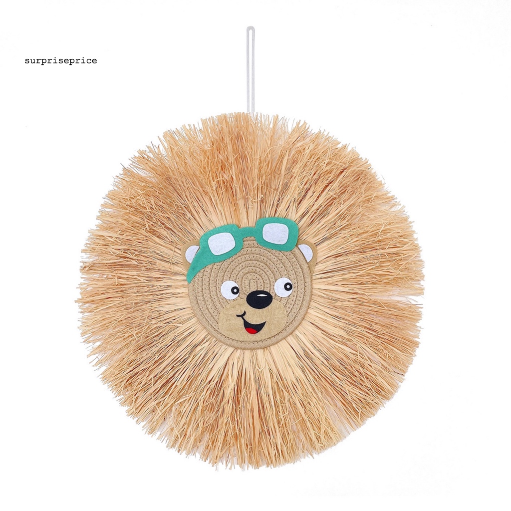 Phụ Kiện Treo Trang Trí Kiểu Đầu Gấu Trúc Hoạt Hình Bằng Rơm Dệt Tay