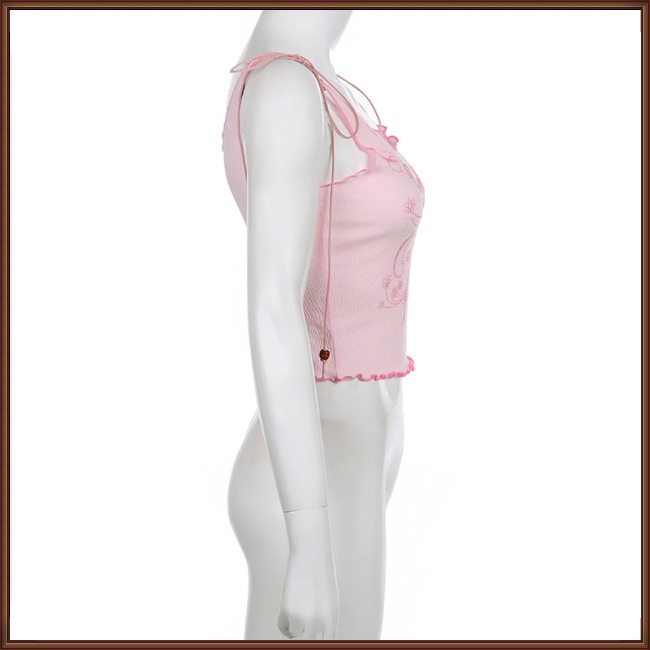 Áo Tank Top Cổ Chữ V Khoét Sâu In Họa Tiết Bươm Bướm Thời Trang Mùa Hè Cho Nữ