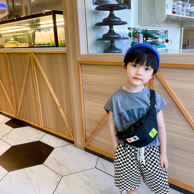Túi đeo chéo ngực DEERE JACK hình mặt cười dễ thương phong cách Hàn Quốc cho bé trai