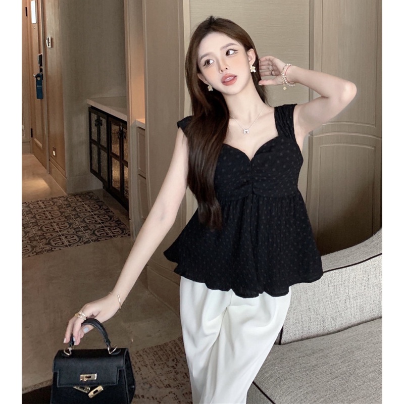 Áo Hai Dây Dáng Rộng Màu Sắc Đơn Giản Quyến Rũ Cho Nữ