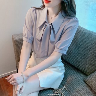 Áo sơ mi tay ngắn chất chiffon thiết kế thanh lịch