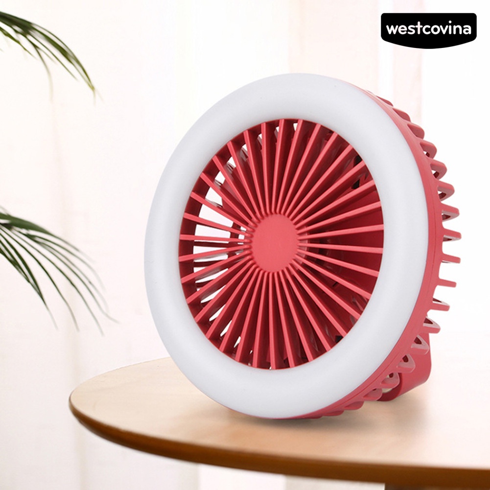 W🅢Quạt USB Mini Có Đèn LED Có Thể Gấp Lại Kèm Móc Treo Tiện Dụng