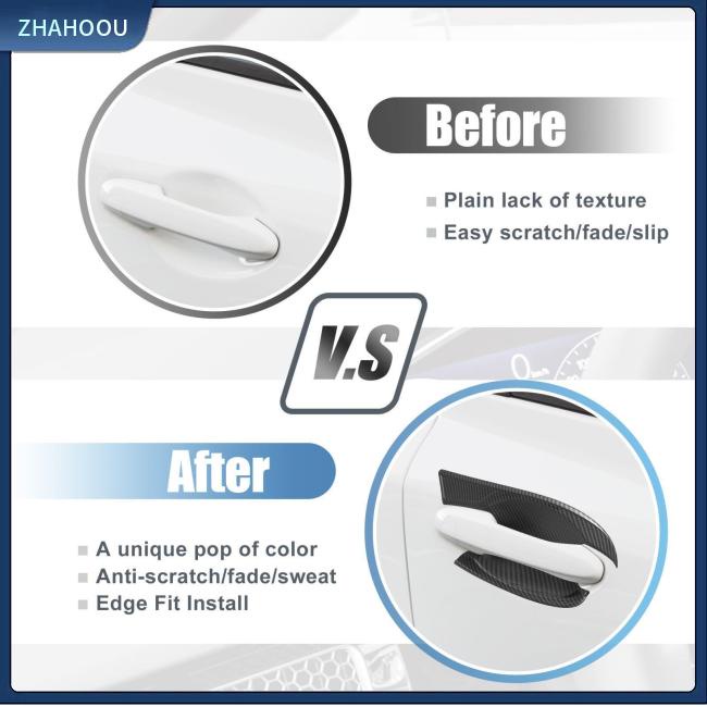 ☃Phụ Kiện Trang Trí Nhà Cửa Độc Đáo Sáng Tạo☃ Bộ 4 Miếng Dán Tay Nắm Cửa Xe Hơi Civic 11th Generation Bằng Sợi Carbon