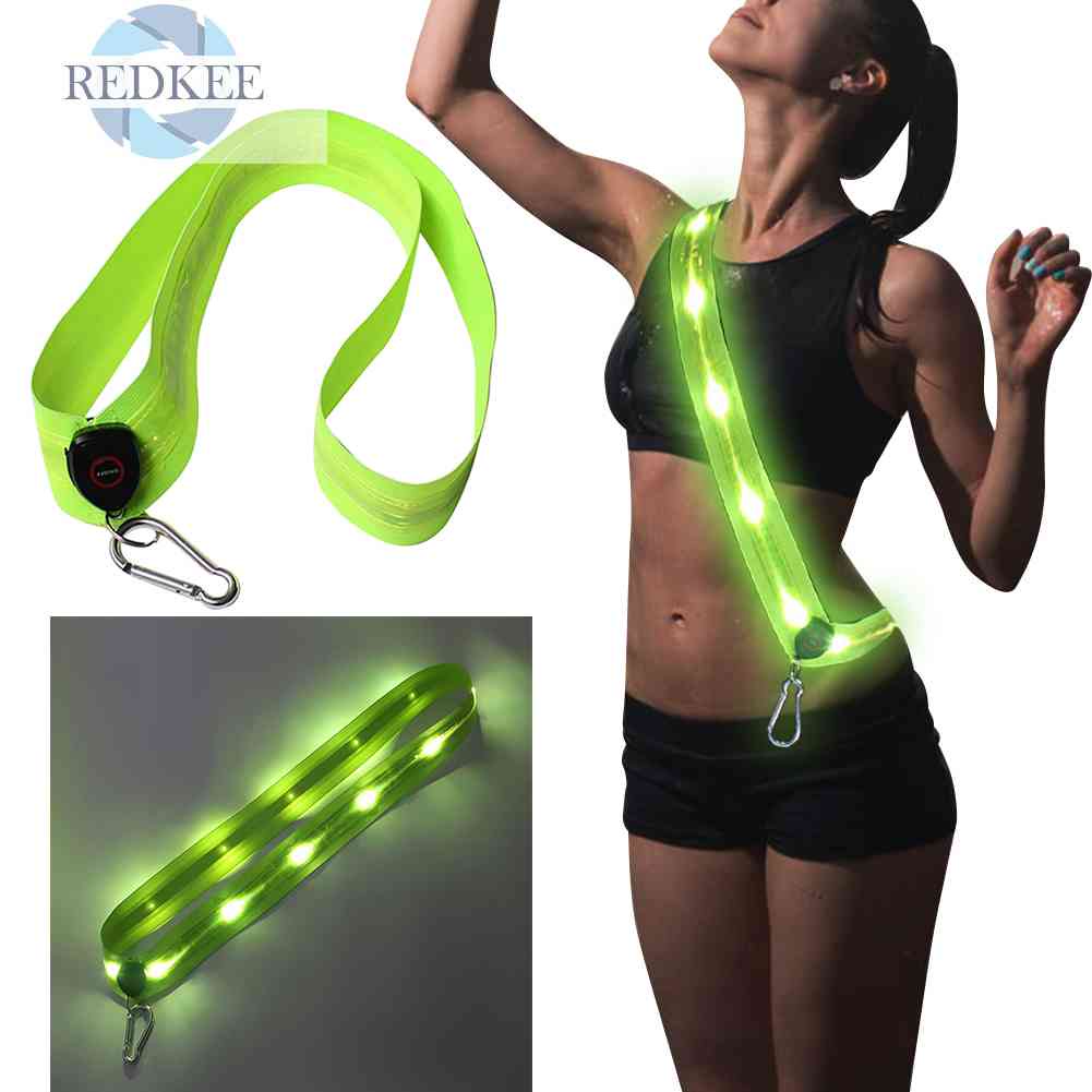Dây Đai Đeo Vai Có Đèn LED Phản Quang Chạy Bộ Cho Nam Và Nữ