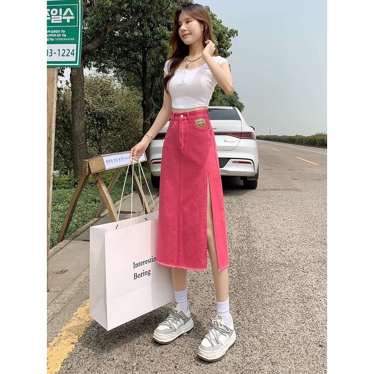 Chân váy jean Chân Váy Dài Chân Váy Xếp Li Dáng Dài váy jean dáng dài cạp cao thanh lịch 2023 New Style AP1916