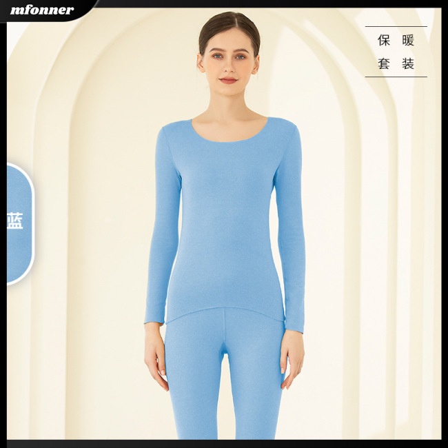 Bộ Đồ Lót 2 Món Tay Dài Cổ Tròn Màu Sắc Đơn Giản Thời Trang Cho Nữ