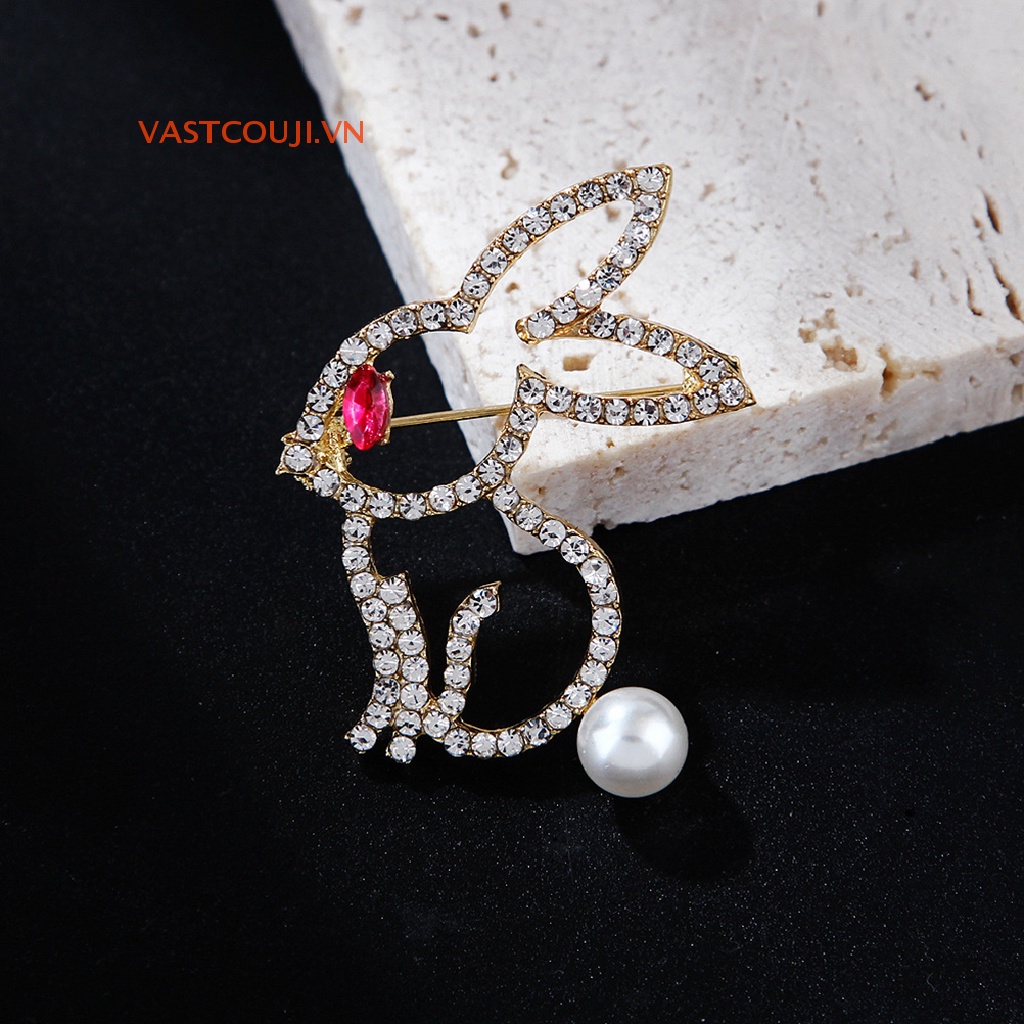 Ghim Cài Áo Hình Thỏ Đính Đá Thời Trang Dành Cho Nữ