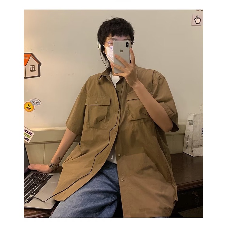 Áo Sơ Mi Tay Ngắn Dáng Rộng Thời Trang Cá Tính Cho Nam