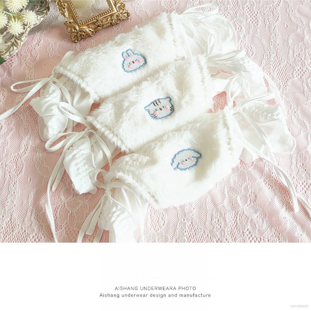 Quần Lót Tam Giác Lưng Thấp Phối Lông Phong Cách Nhật Bản Quyến Rũ Cho Nữ