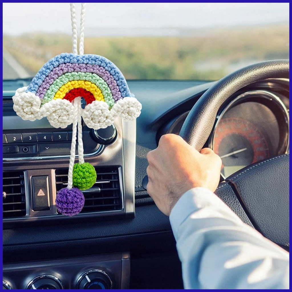 Dây Treo Kính Chiếu Hậu Đan Móc Thủ Công Màu Cầu Vồng Dễ Thương Cho Nam Và Nữ