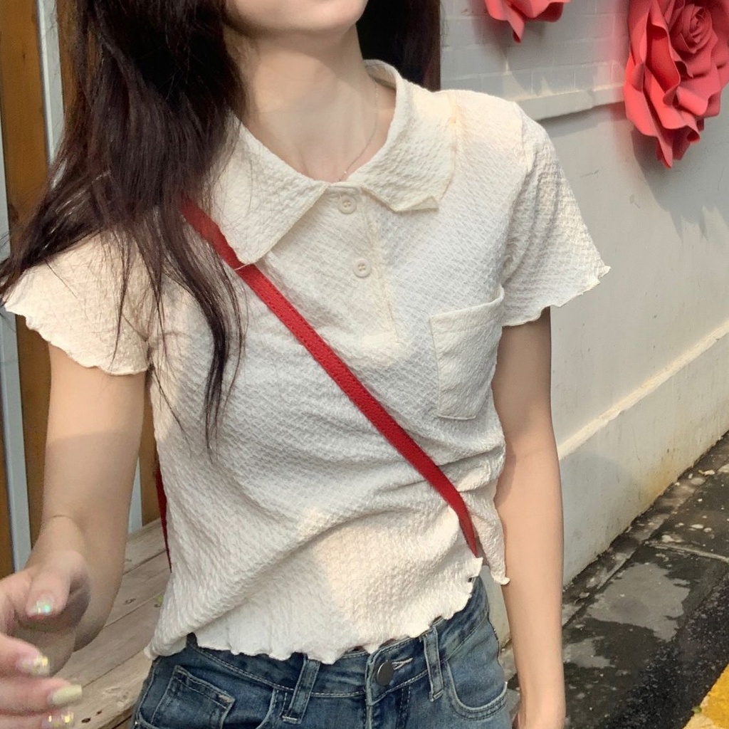 Áo polo Ngắn Tay Phong Cách Ngọt Ngào Thời Trang Mùa Hè Mới Cho Nữ
