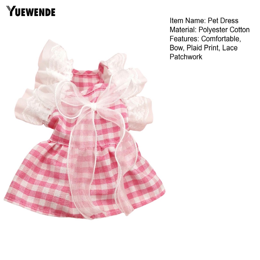 Đầm Họa Tiết Caro Đính Nơ Phối Bèo Thời Trang Mùa Hè Xinh Xắn Cho Thú Cưng