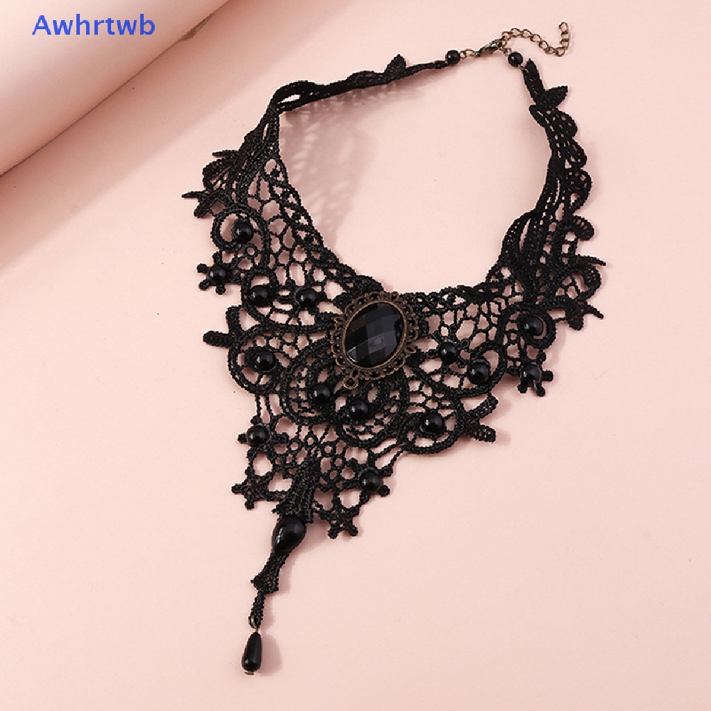 Vòng Cổ Choker Ren Đính Đá Quý Phong Cách Gothic Quyến Rũ Cho Nữ Mới