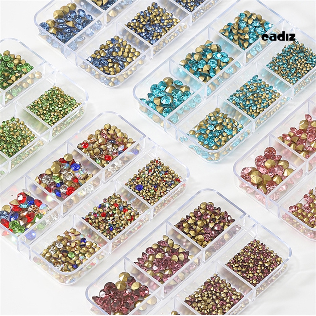 1 Hộp Đá 6 Ngăn Đựng Phụ Kiện Trang Trí Móng Tay Chống Nước Chống Oxy Hóa