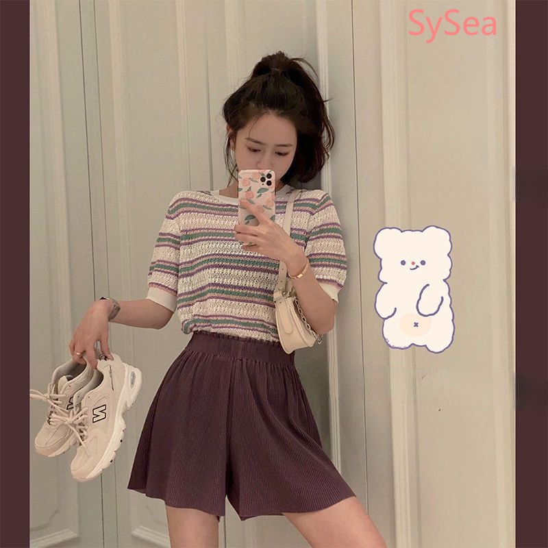 Áo Sơ Mi Lụa Lạnh Dáng Rộng Kẻ Sọc Thời Trang Mùa Hè Dành Cho Nữ