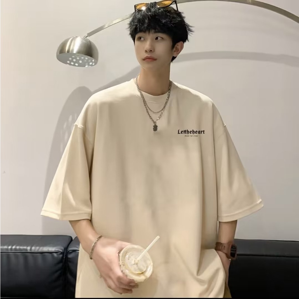 Áo Thun Tay Ngắn Dáng Rộng In Chữ Thời Trang Hàn Quốc Cho Nam Size M-5XL