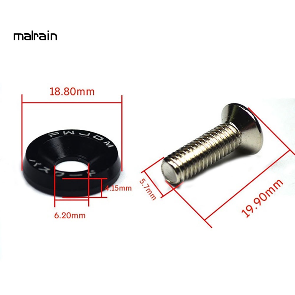 FENDER Set 10 Ốc Vít M6 Gắn Biển Số Xe Hơi Trang Trí Kèm Vòng Đệm