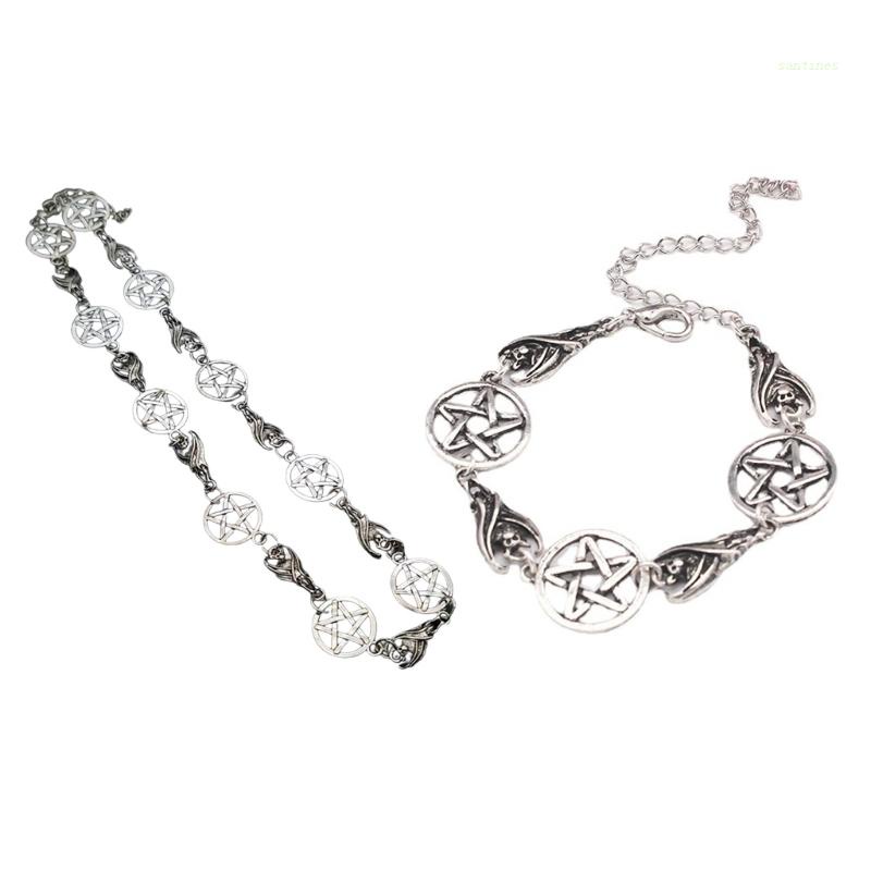 Vòng Tay / Dây Chuyền Màu Sắc Bạc Phong Cách Punk Cổ Điển Thời Trang Cho Nữ