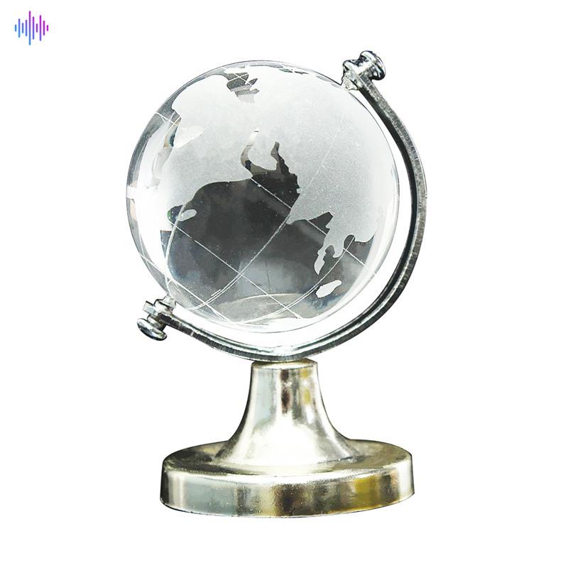 Quả Địa Cầu Pha Lê Bằng Thủy Tinh Mờ Có Giá Đỡ Để Bàn Trang Trí Nhà Cửa /