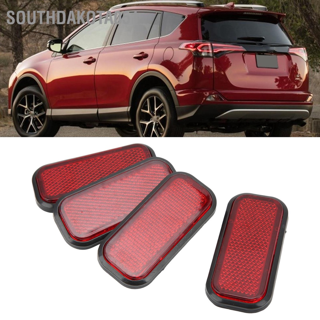 Southdakota051 4 Miếng Dán Phản Quang Hình Chữ Nhật An Toàn ABS Nhãn Đa Năng Cho Ô Tô Xe Máy