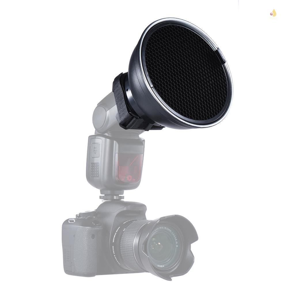 (mynivn) Máy Khuếch Tán Đĩa Làm Đẹp Andoer 5.9 '' (15cm) Với Đèn Flash 30 Độ Hình Tổ Ong Cho Neewer Yongnuo Godox Meike Vivitar Chụp Ảnh Necamera Flashlite