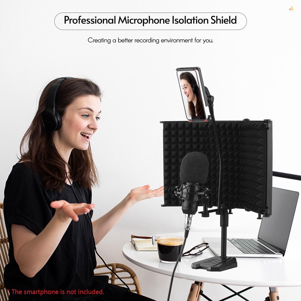 (mynivn) Màn Hình Cách Âm + Bộ Micro Có Thể Gập Lại Nhỏ Gọn Chắn Gió 3 Pha Xốp Phản Quang Tiếng Ồn Thấp Tiếng Ồn Thấp Kèm Thanh Hỗ Trợ Ba