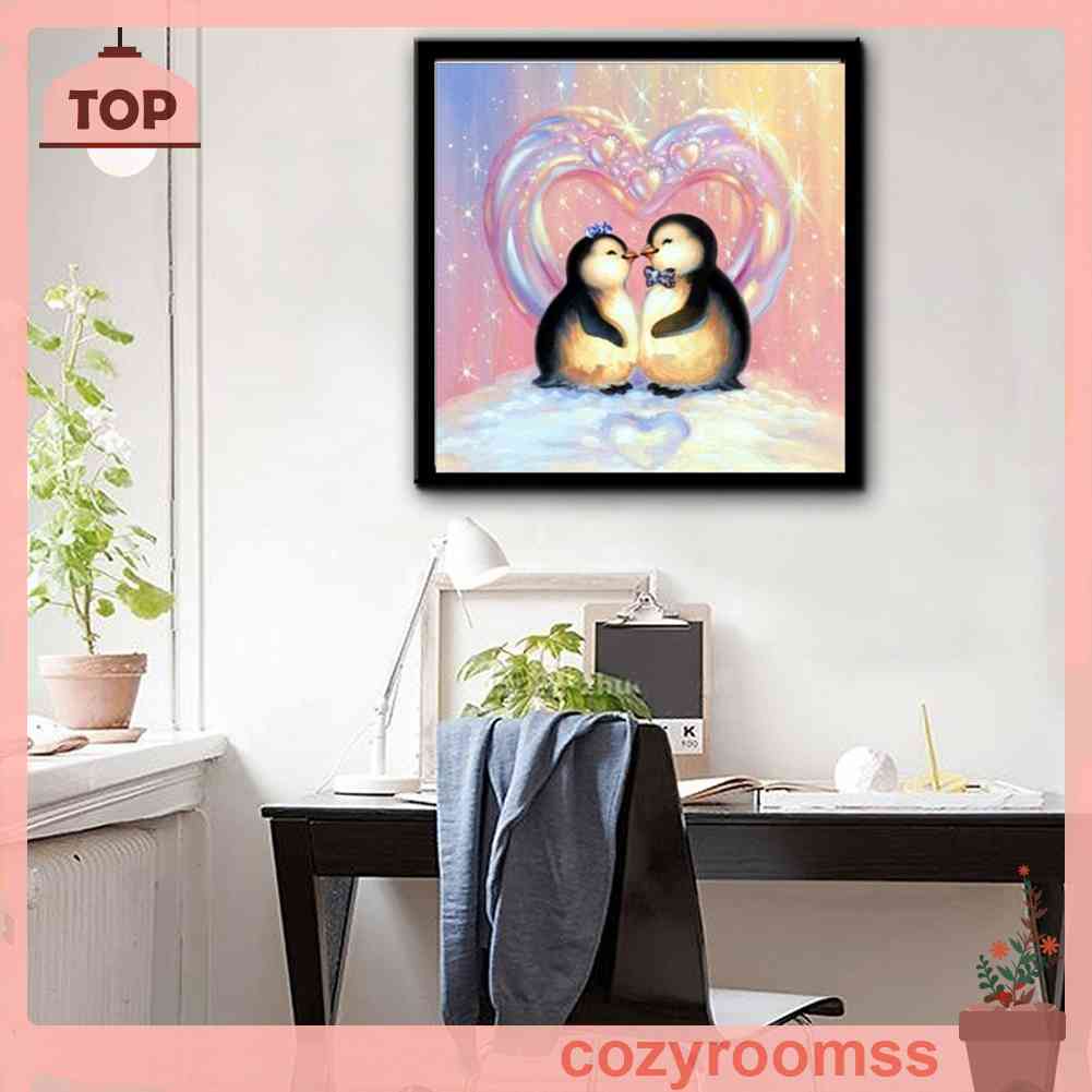 Tranh Đính Đá Kim Cương Toàn Bộ 5D DIY Hình Chim Cánh Cụt 2D