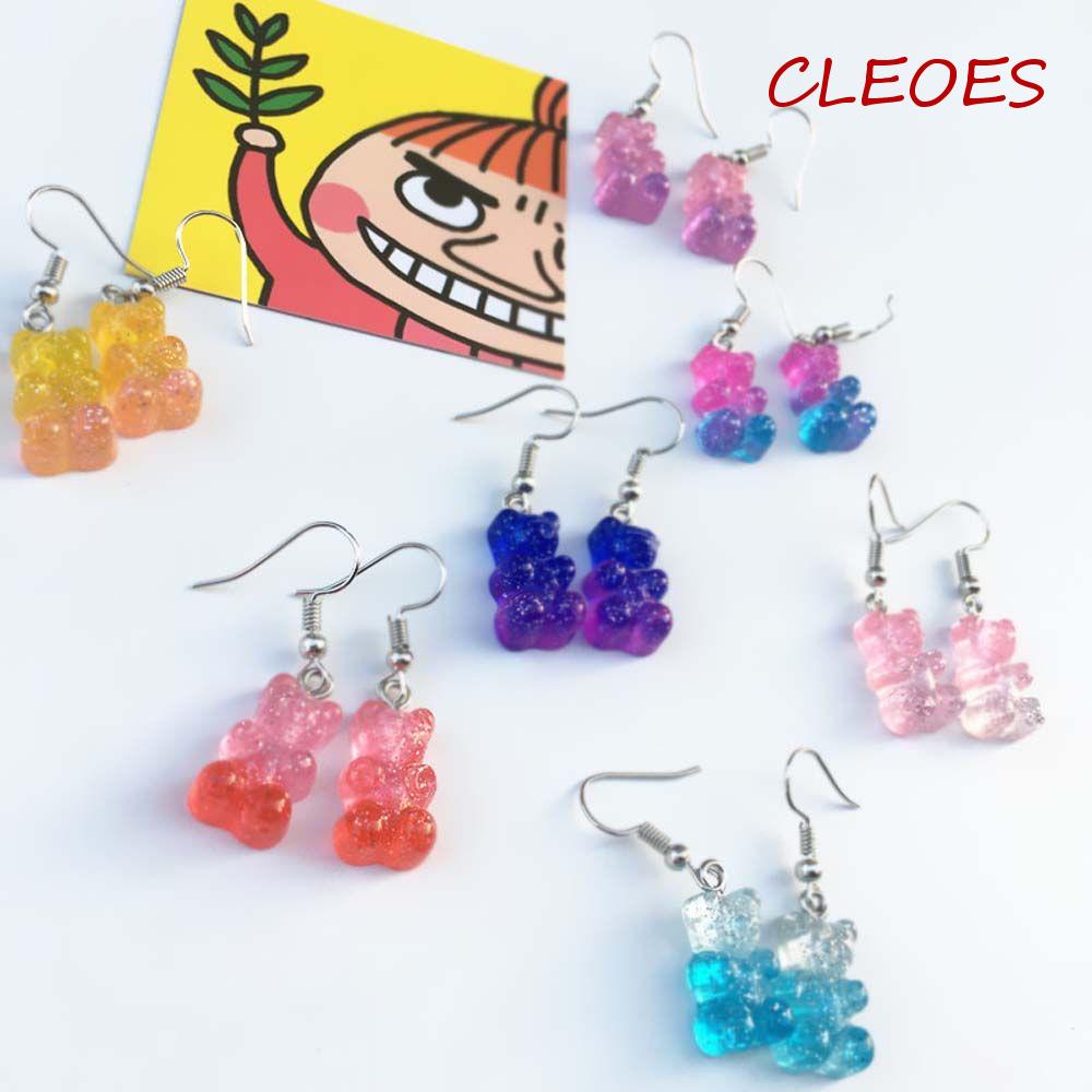 Bông Tai Nhựa Resin Màu Kẹo Hình Gấu Vui Nhộn Thời Trang Cho Nữ