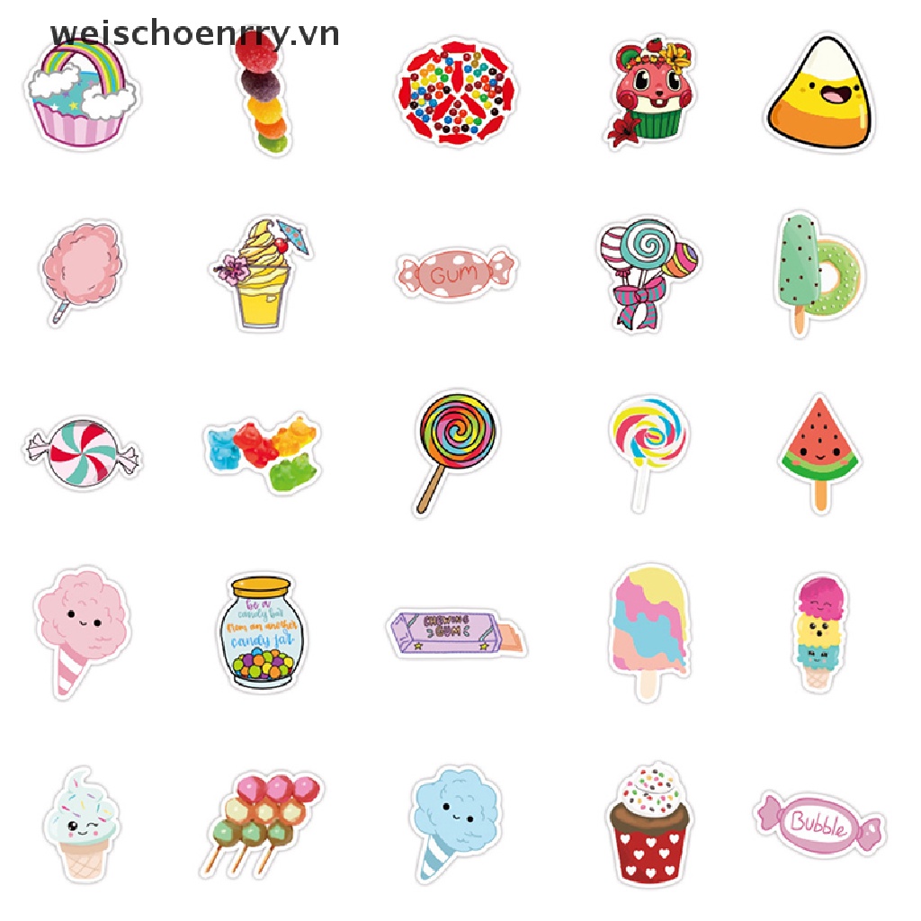 Set 50 Miếng Dán Màu Kẹo Ngọt Trang Trí Đa Ứng Dụng