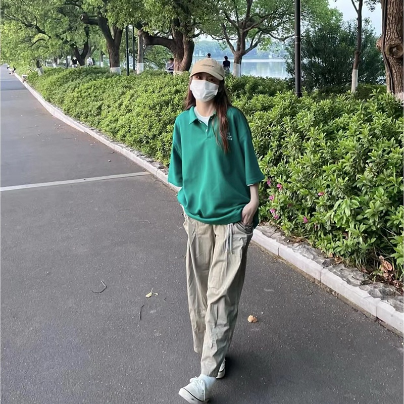 Áo polo Ngắn Tay Dáng Rộng Thiết Kế Mới Thời Trang Theo Phong Cách Vintage Dành Cho Nữ