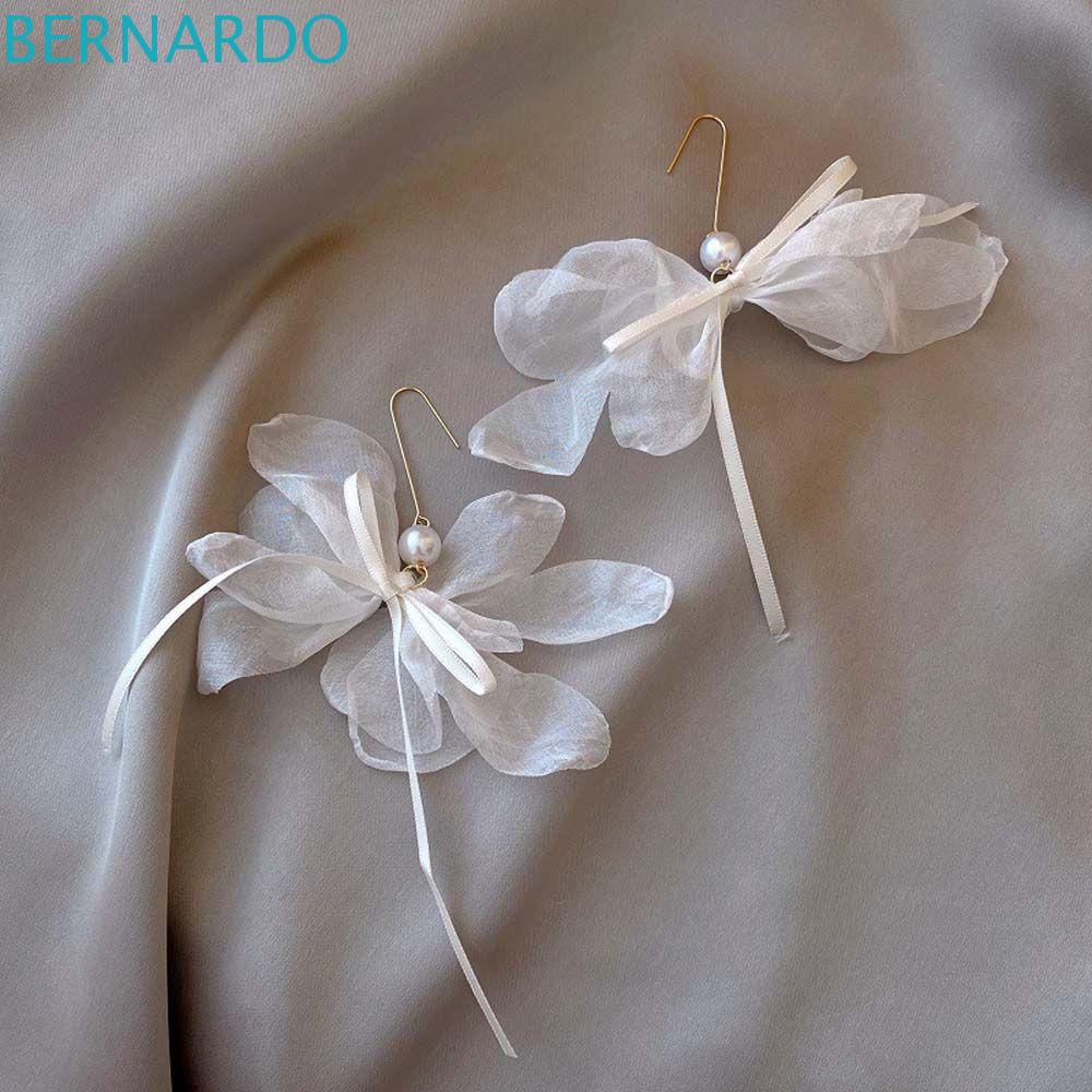 Bông Tai Dáng Dài Hình Bông Hoa Màu Trắng Phong Cách Retro Thời Trang Cho Nữ