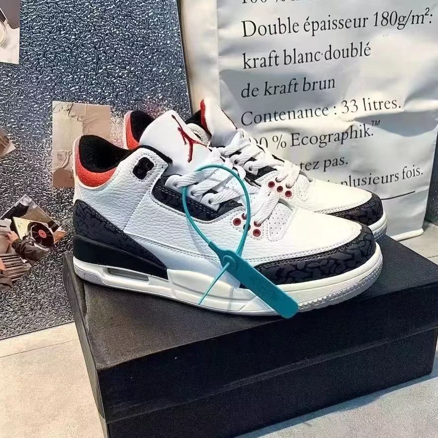Giày Thể Thao AJ3 Jordan Phối Lưới Thoáng Khí Thích Hợp Chạy Bộ Cho Nam Và Nữ