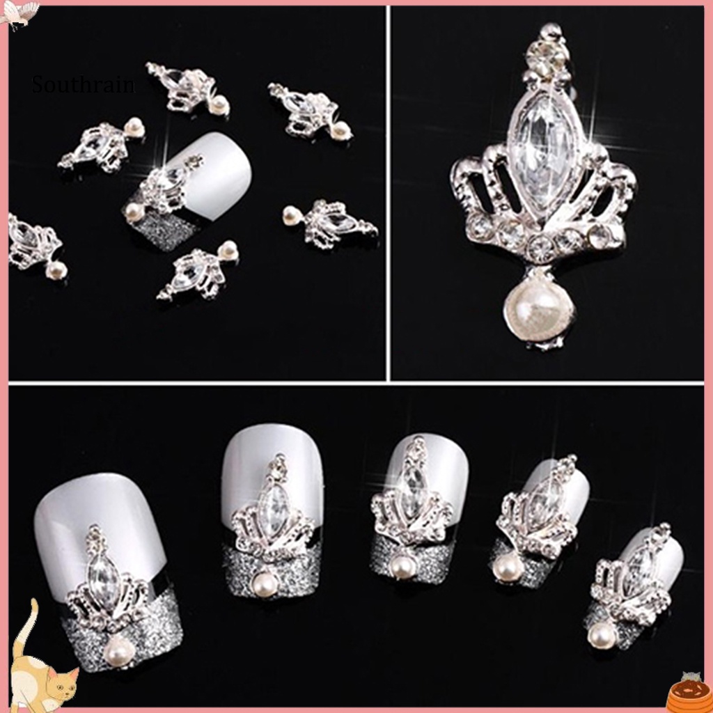 Bộ 10 Miếng Dán Trang Trí Móng Tay Hình Vương Miện 3D Lấp Lánh Dành Cho Nữ