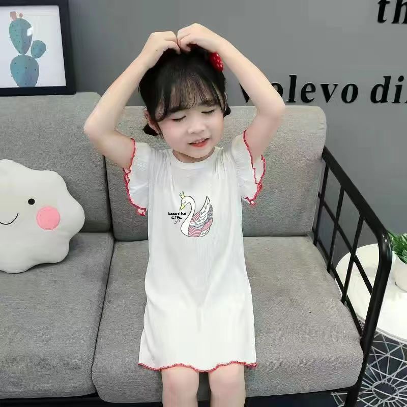 Đầm Ngủ In Hình Mèo Kỳ Lân Phong Cách Hàn Quốc Mới Cho Bé Gái