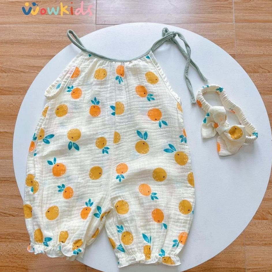 D02- Body Xô Muslin Quả Cam Kèm Tuban Cho Bé gái Từ 5-14kg