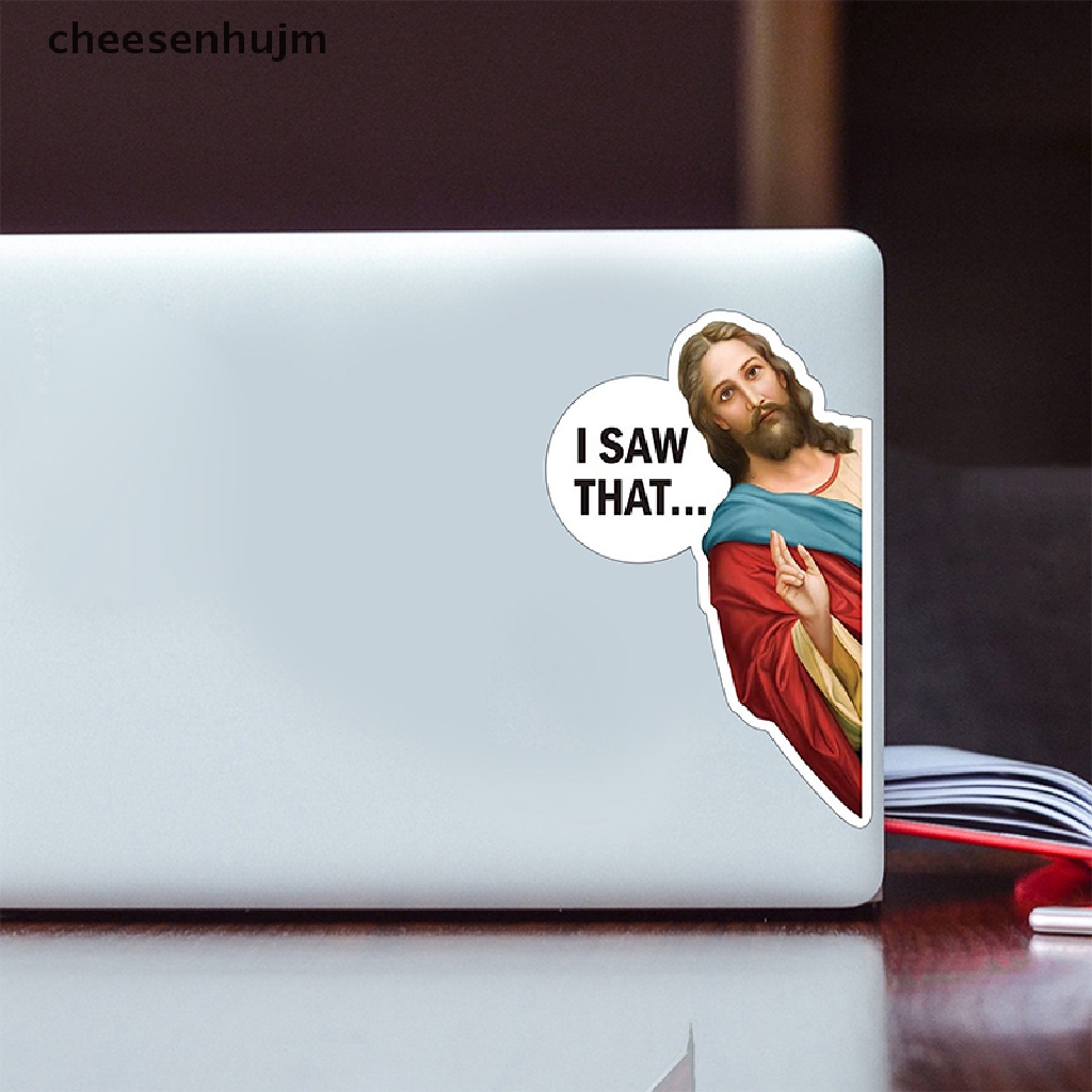 Bộ 10 Miếng Dán Jesus I Saw That Vinyl Chống Thấm Nước Trang Trí Laptop