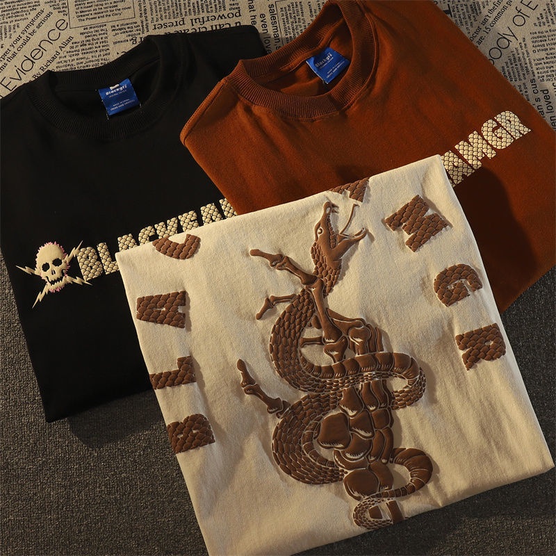 Áo Thun Ngắn Tay Dáng Rộng Thời Trang Âu Mỹ Cá Tính Dành Cho Nam