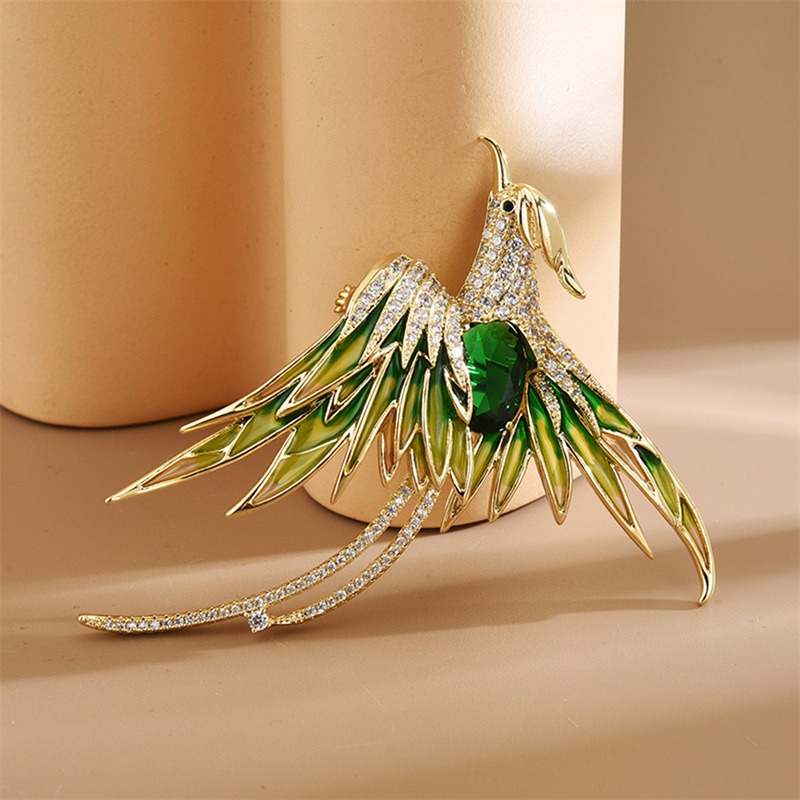 Mới Trâm Cài Áo Hình Chú Chim Đính Đá Nhiều Màu Sắc Thời Trang Cao Cấp