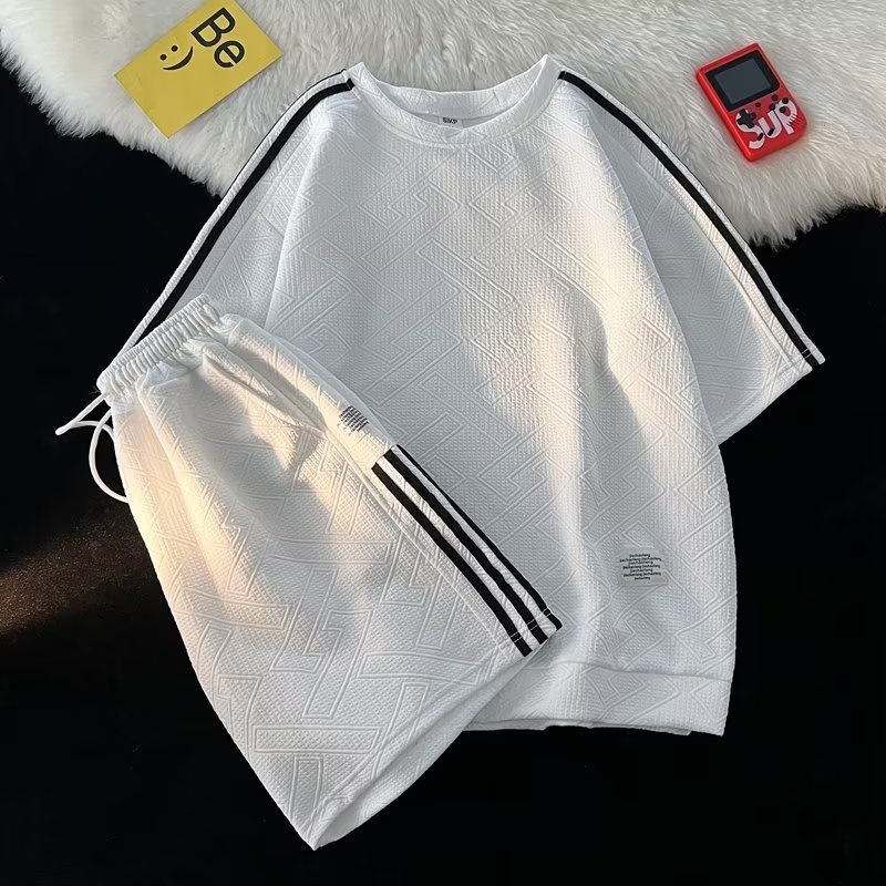 Bộ Đồ Thể Thao Dáng Rộng Họa Tiết Kẻ Sọc Thời Trang Mùa Hè Chất Lượng Cao Cho Nam Và Nữ