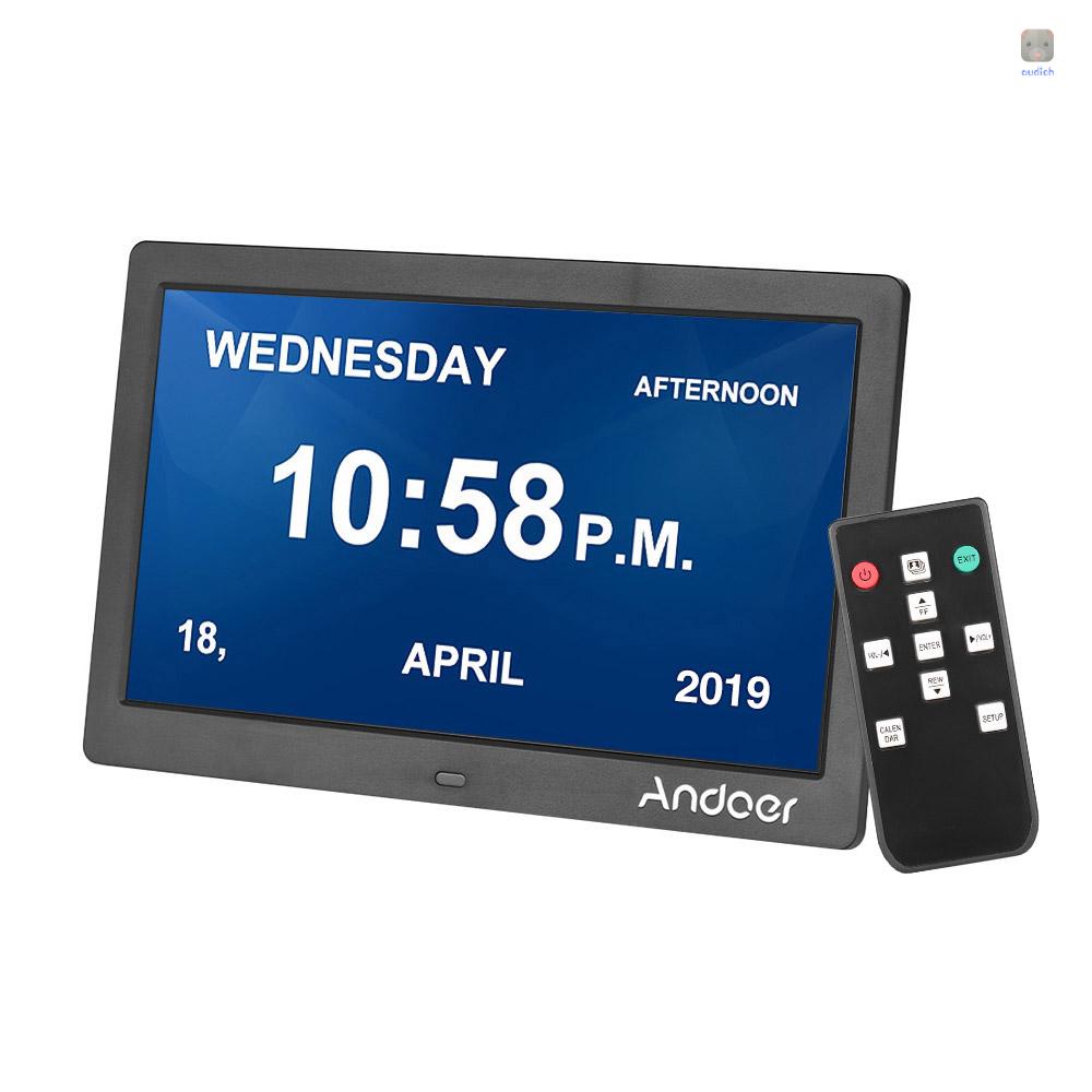 Đồng Hồ Báo Thức Kỹ Thuật Số Andoer 10 Inch 1024 * 600 IPS 2.4G Kèm Điều Khiển Từ Xa Siêu Nhạy 11 Ngôn Ngữ Và Lịch