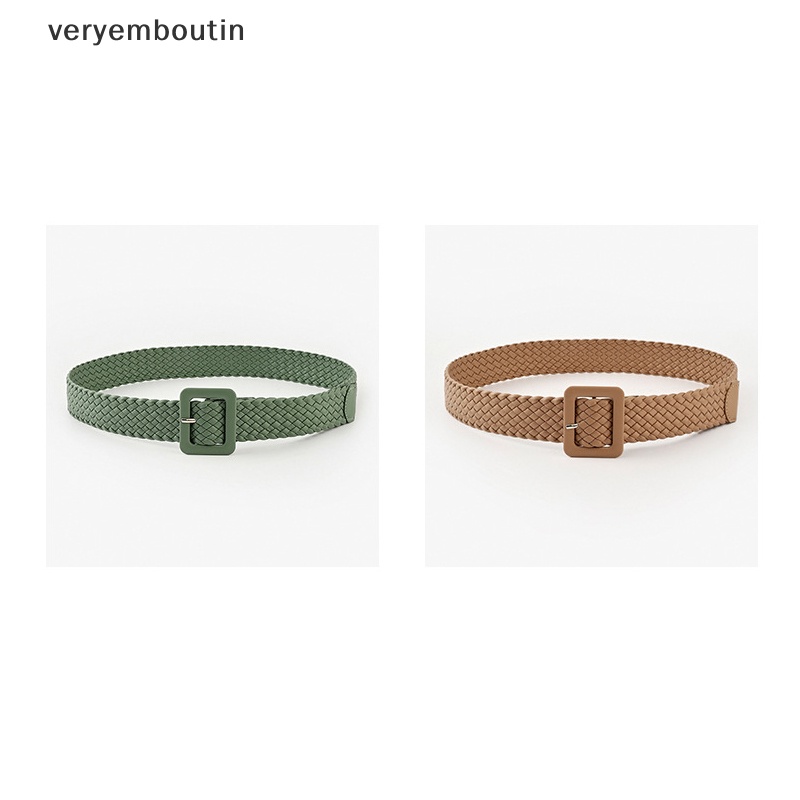 Thắt Lưng Bện Dây Khóa Vuông Màu Kẹo Đơn Giản Thời Trang Hàn Quốc Cho Nữ