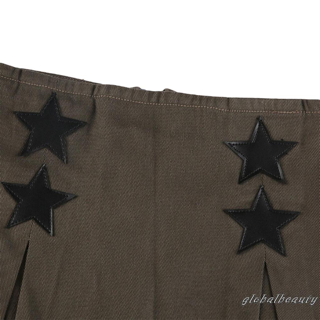 Gb Chân váy jean Lưng Cao Xếp Ly Phối Họa Tiết Ngôi Sao Năm Cánh Thời Trang Mùa Hè Dành Cho Bạn Nữ