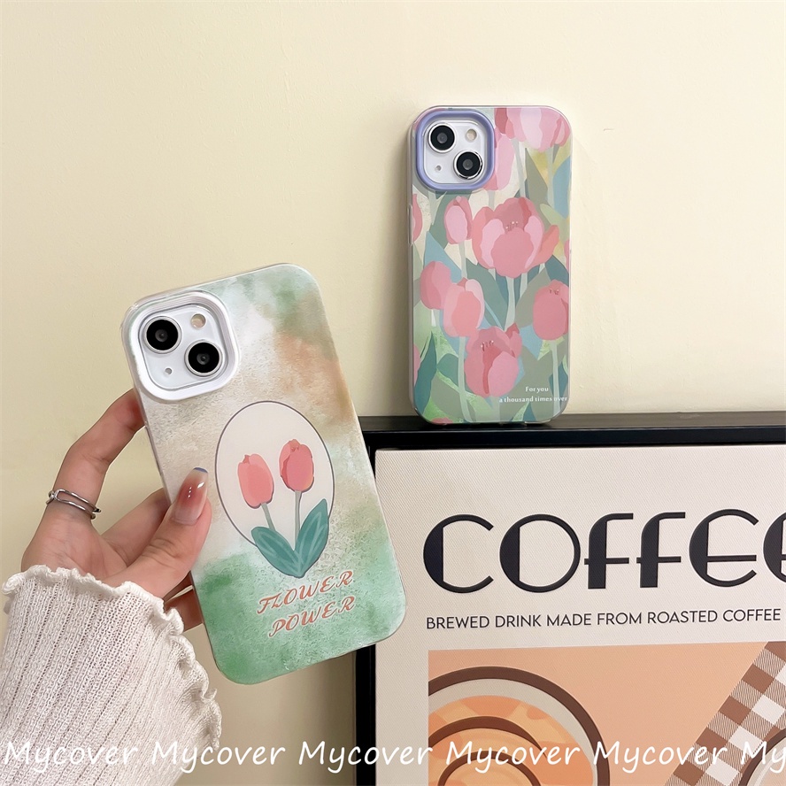 Ốp Điện Thoại Silicon Mềm Họa Tiết Hoa Tulip Màu Hồng Cho iPhone 14 13 12 11 Pro Max X XR Xs Max 6 7 8 Plus
