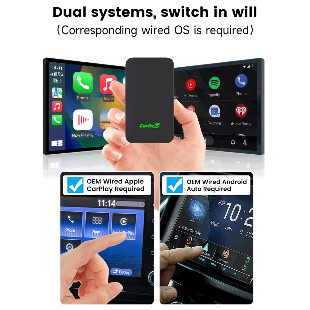 CarlinKit 5.0 2Air Wireless Android Auto Box Di động CarPlay Wireless Dongle cho Đài phát thanh xe hơi có dây CarPlay/Android Auto