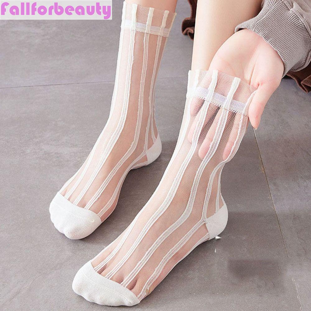 Vớ Lưới Siêu Mỏng Trong Suốt Họa Tiết Kẻ Sọc Dễ Thương Thời Trang Mùa Hè Cho Nữ