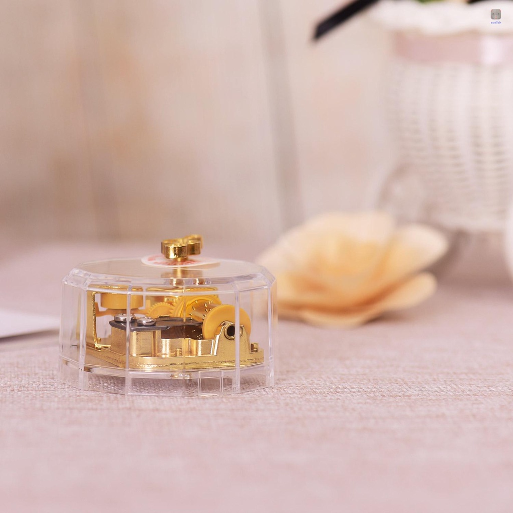 Dodecagon Hộp Nhạc Xoay Bằng Acrylic Trong Suốt Màu Vàng Đồng Thau Cho Bạn Bè Gia Đình