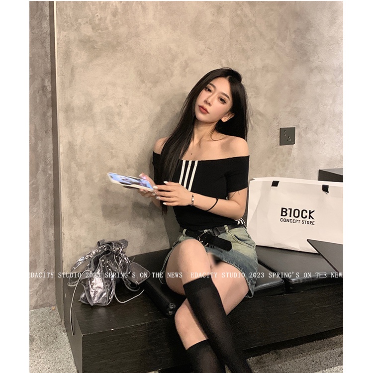 COZOK Áo Thun Tay Ngắn Dáng Ôm In Chữ Thời Trang Quyến Rũ Cho Nữ