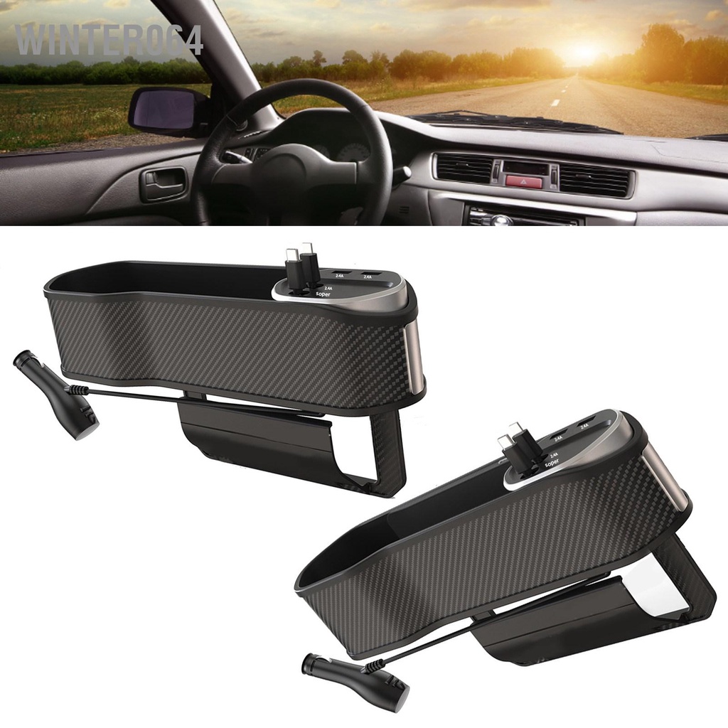 Winter064 Công cụ tổ chức chỗ ngồi sạc xe hơi sắp xếp đường may công suất lớn 3 trong 1 Chất liệu ABS bền có thể đeo được với USB