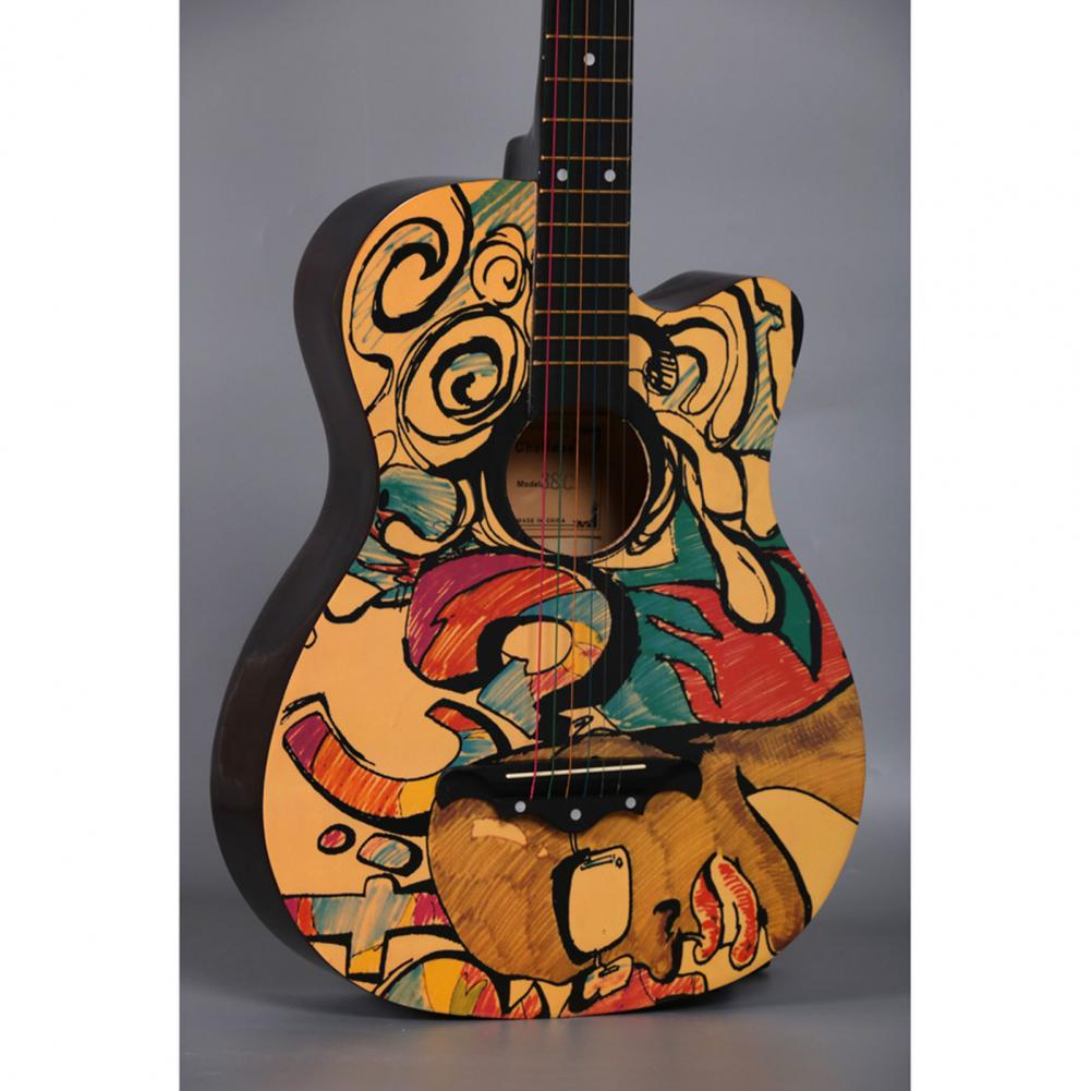 Đàn Guitar Gỗ 38in Graffiti Hoa Văn Mật Độ Cao Acoustic Cho Người Mới Bắt Đầu  AKOASM