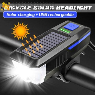 Đèn Pha T6 Led Sạc Usb Có Còi Gắn Xe Đạp Leo Núi Sử Dụng Năng Lượng Mặt Trời 3 Chế Độ